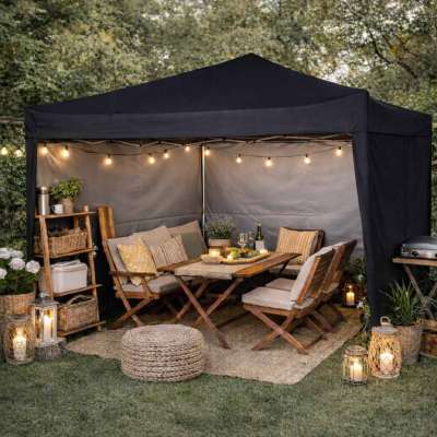 LUARO Garden Pavilion Event Tent Commercial Gazebo 3x3 m 3-sided