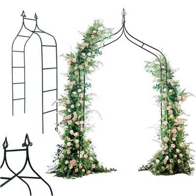 LUARO Garden pergola metal arch with grottoes for roses flowers climbers 240cm