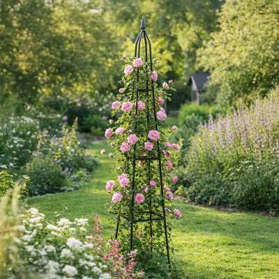 LUARO Pergola garden support for flowers stand for climbing roses pyramid metal