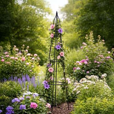 LUARO Pergola garden support for flowers stand for climbing roses pyramid metal