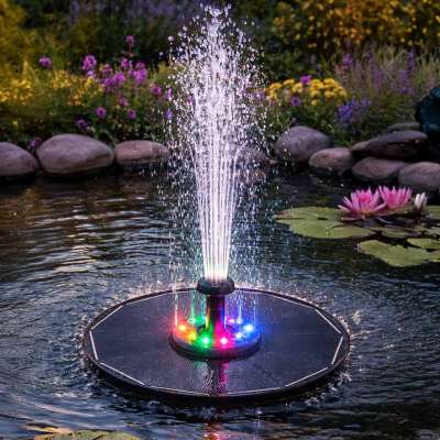 LUARO Solar pond fountain garden floating pump LED RGB 16cm