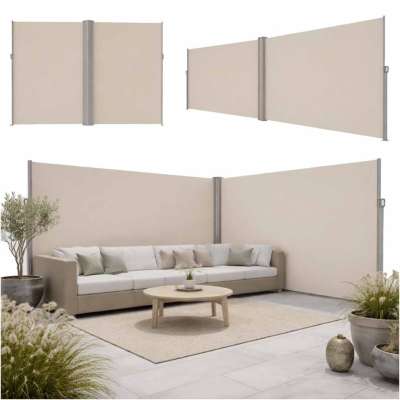 LUARO corner side terrace awning retractable screen 180 x 600 cm beige