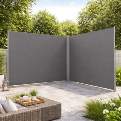 LUARO corner side terrace awning retractable screen 180 x 600 cm grey