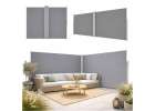 LUARO corner side terrace awning retractable screen 180 x 600 cm grey 1