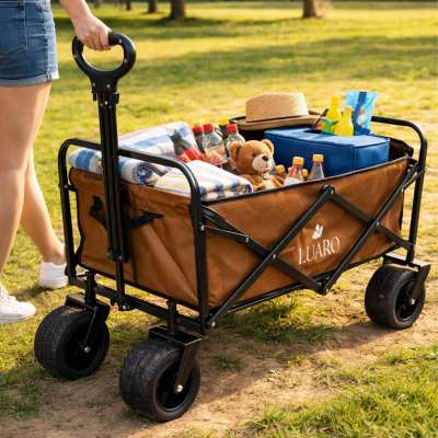 LUARO folding beach transport trolley with 2-in-1 table