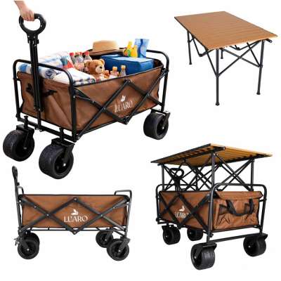 LUARO folding beach transport trolley with 2-in-1 table