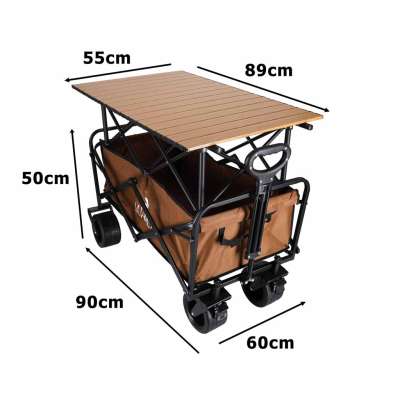 LUARO folding beach transport trolley with 2-in-1 table