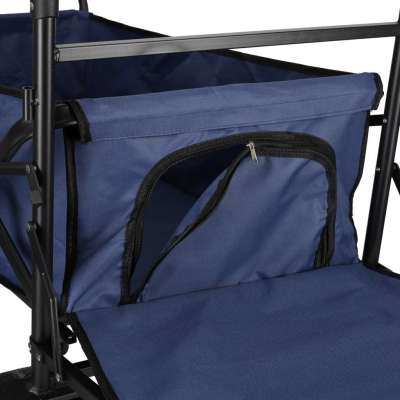LUARO folding beach transport trolley with canopy and net navy blue