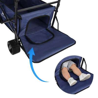 LUARO folding beach transport trolley with canopy and net navy blue