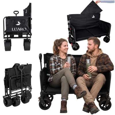 LUARO folding transport trolley with seat and backrest