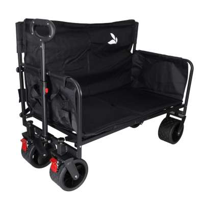 LUARO folding transport trolley with seat and backrest