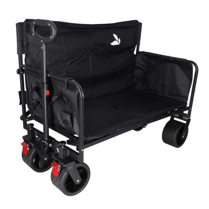 LUARO folding transport trolley with seat and backrest