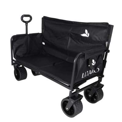 LUARO folding transport trolley with seat and backrest