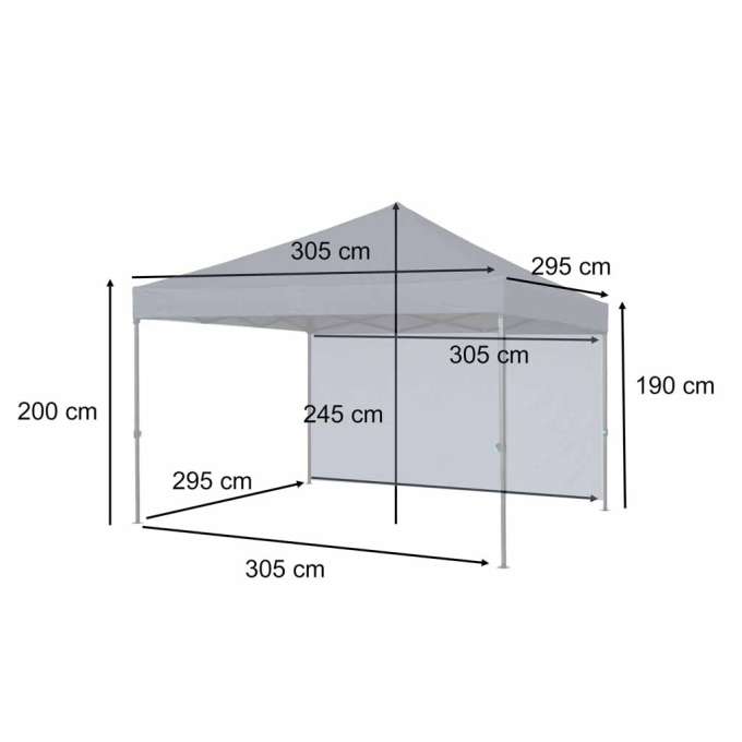 LUARO garden pavilion party tent commercial gazebo 295x305 cm black