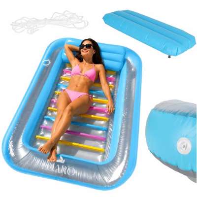 LUARO inflatable swimming mattress sun lounger with cushion transparent
