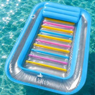 LUARO inflatable swimming mattress sun lounger with cushion transparent