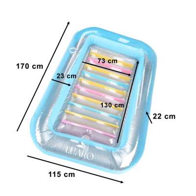 LUARO inflatable swimming mattress sun lounger with cushion transparent
