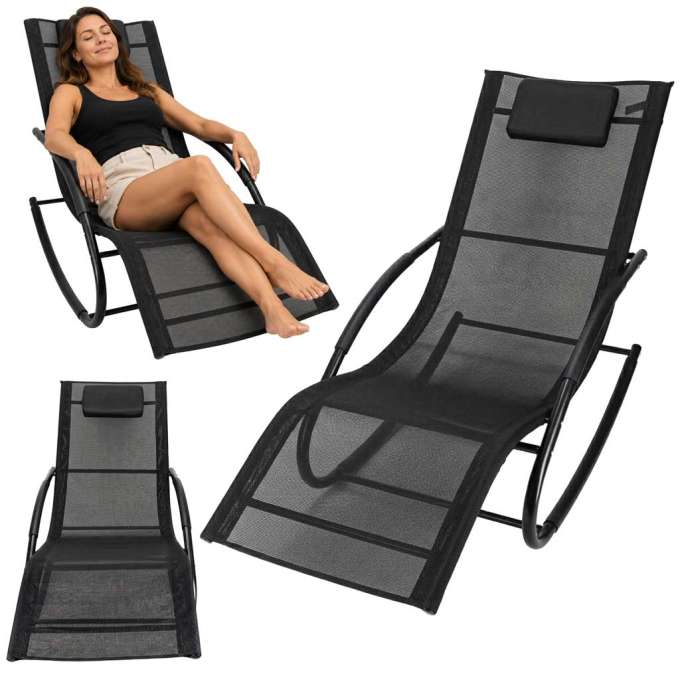 LUARO rocking garden lounger with headrest
