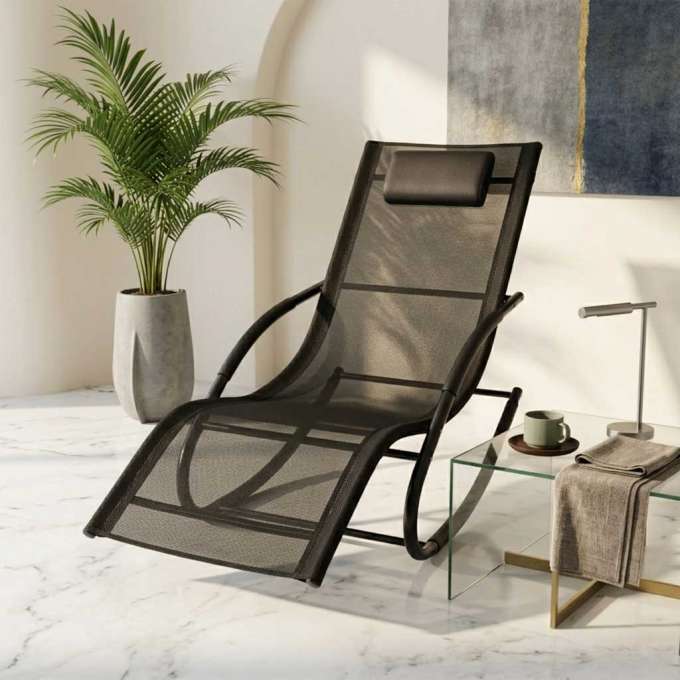 LUARO rocking garden lounger with headrest