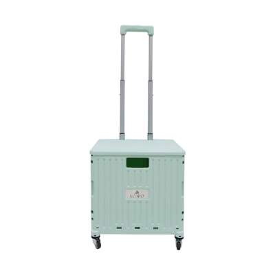 LUARO shopping transport cart folding 4 wheels lid green