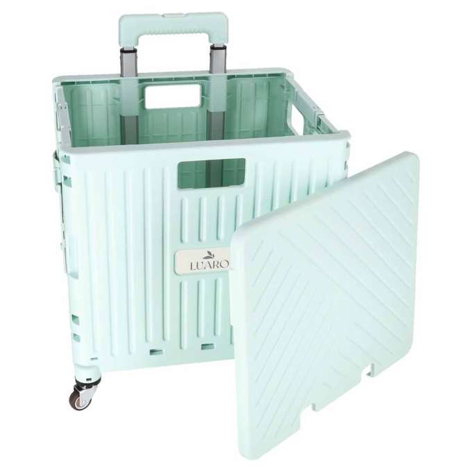LUARO shopping transport cart folding 4 wheels lid green