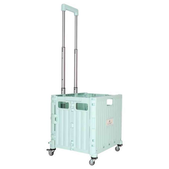 LUARO shopping transport cart folding 4 wheels lid green