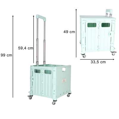LUARO shopping transport cart folding 4 wheels lid green