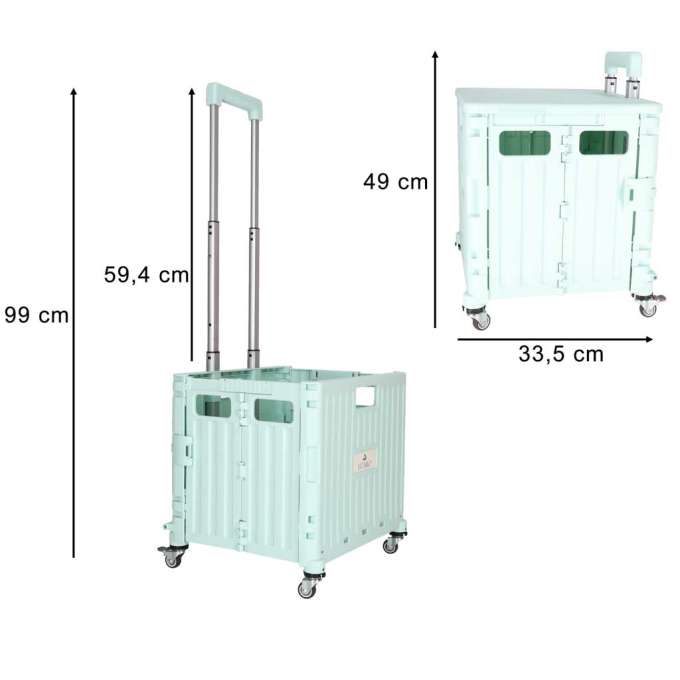 LUARO shopping transport cart folding 4 wheels lid green
