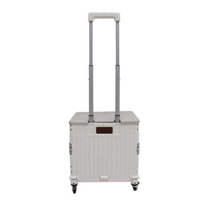 LUARO shopping transport cart folding 4 wheels lid white