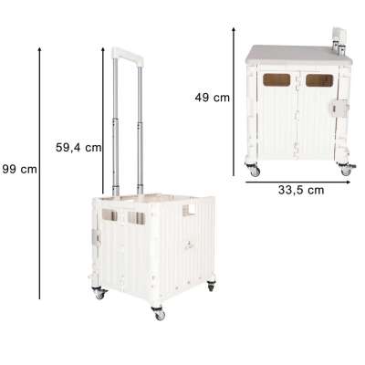 LUARO shopping transport cart folding 4 wheels lid white