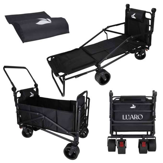 LUARO transport trolley foldable 2-in-1 camp bed