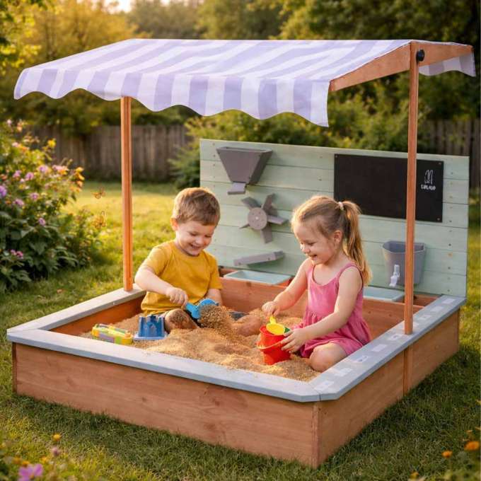 LULILO Sablo wooden sandbox with 360° 120cm rotating canopy