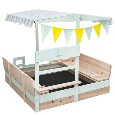 LULILO Vendo wooden sandbox 360° rotating canopy lockable bench 120cm