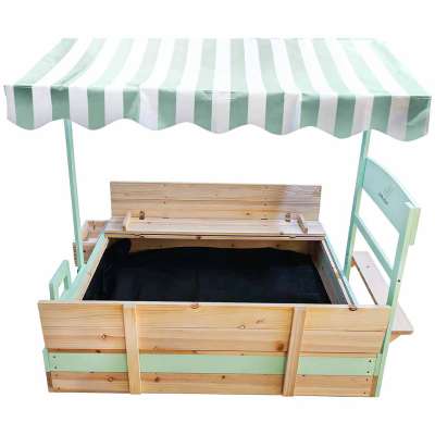 LULILO Vendo wooden sandbox 360° rotating canopy lockable bench 120cm