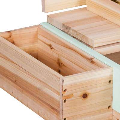 LULILO Vendo wooden sandbox 360° rotating canopy lockable bench 120cm