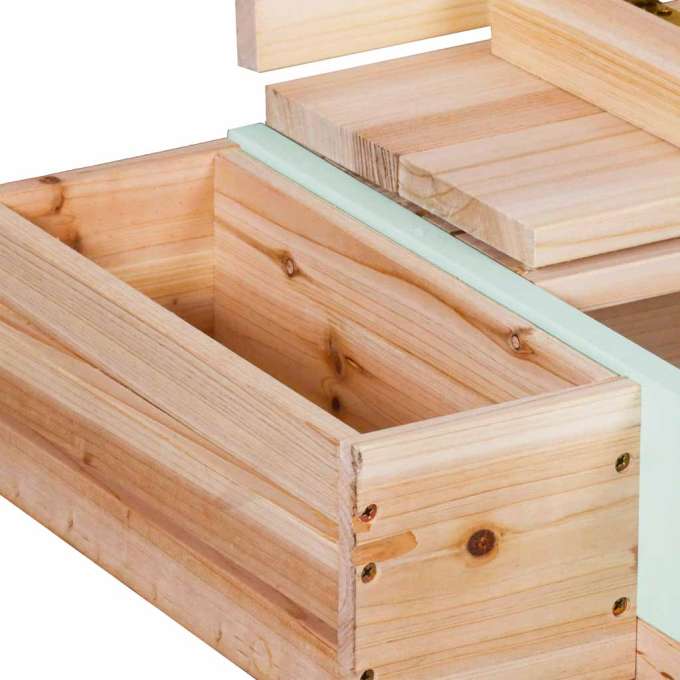 LULILO Vendo wooden sandbox 360° rotating canopy lockable bench 120cm