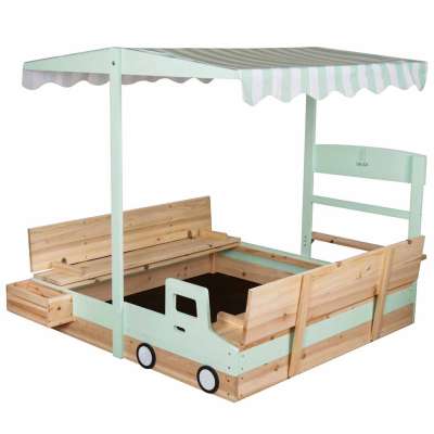 LULILO Vendo wooden sandbox 360° rotating canopy lockable bench 120cm