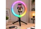 Lampa pierścieniowa do selfie LED RGB na statywie 14