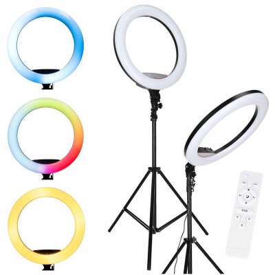 Lampa pierścieniowa ze statywem i pilotem ring LED RGB