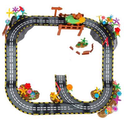 Luminous magnetic car race track 1 vehicle 153 elements