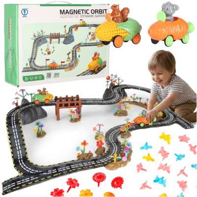 Luminous magnetic car race track 2 vehicles 310 elements