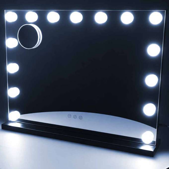 Lusterko do makijażu LED z 15 żarówkami kosmetyczne zoom x10 regulacja jasności