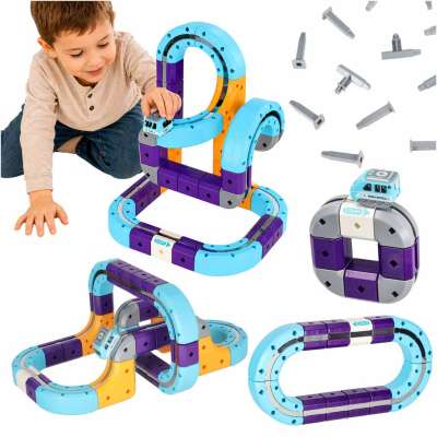 Magnetic Building Blocks Race Track Set with 54 Pieces