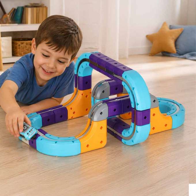 Magnetic Building Blocks Race Track Set with 54 Pieces