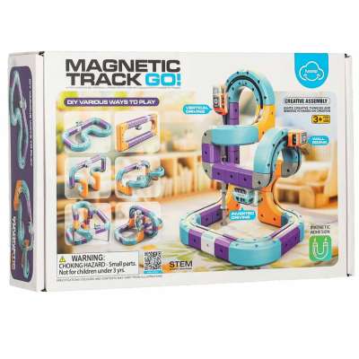 Magnetic Building Blocks Race Track Set with 54 Pieces