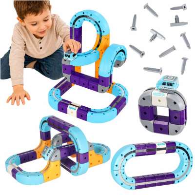 Magnetic Building Blocks Race Track Set with 54 Pieces