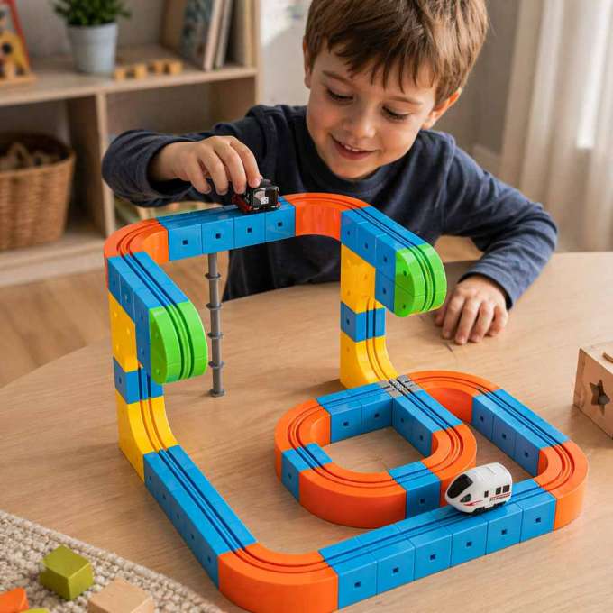 Magnetic Building Blocks Race Track and Trains Set 101 Pieces