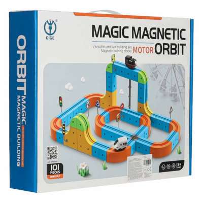 Magnetic Building Blocks Race Track and Trains Set 101 Pieces