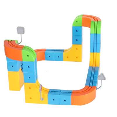 Magnetic Building Blocks Race Track and Trains Set 65 Pieces