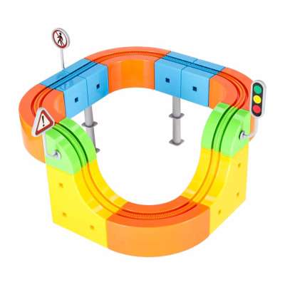 Magnetic Building Blocks Race Track and Trains Set 65 Pieces